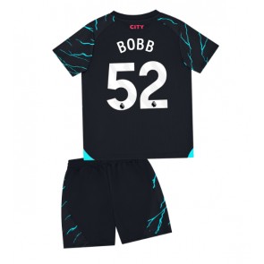 Manchester City Oscar Bobb #52 Tredjeställ Barn 2023-24 Kortärmad (+ Korta byxor)